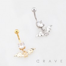 GOTHIC-STYLE BAT DANGLING BELLY BUTTON NAVEL RING 316L SURGICAL STEEL